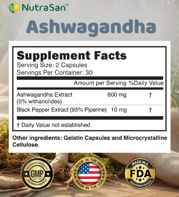 Ashwagandha with Black Pepper Extract - Stress Relief