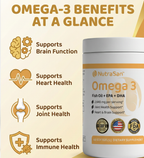 Omega-3 Fish Oil + EPA + DHA 2640mg - Heart and Brain Support