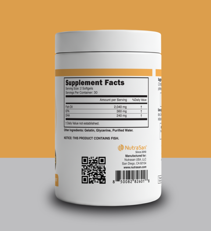 Omega-3 Fish Oil + EPA + DHA 2640mg - Heart and Brain Support