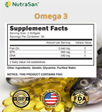 Omega-3 Fish Oil + EPA + DHA 2640mg - Heart and Brain Support