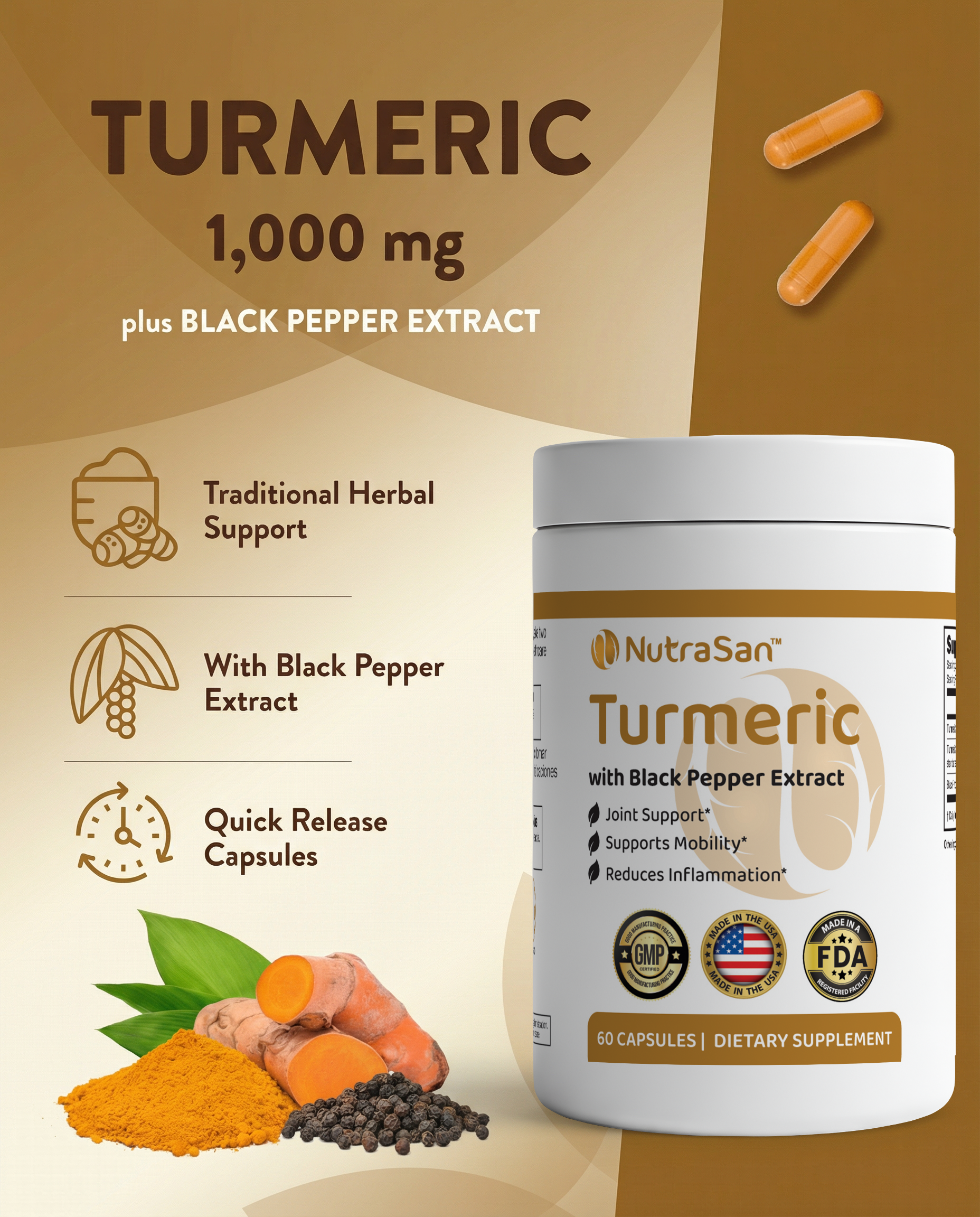 Turmeric with Black Pepper Extract – Advanced Joint and Mobility Support