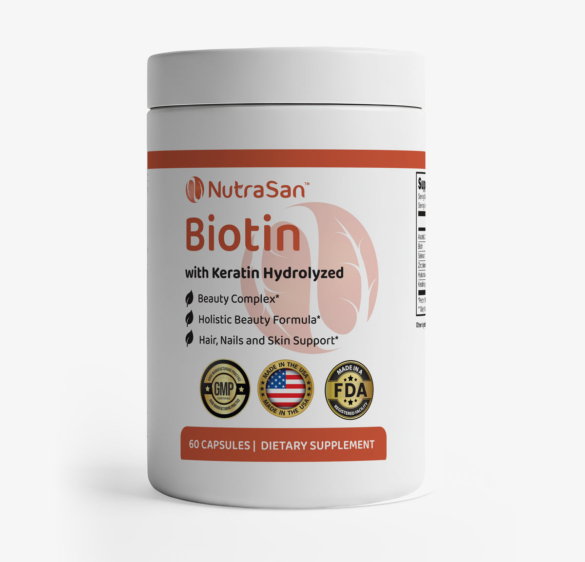 Biotin 20,000 mcg with Hydrolyzed Keratin, Vitamin C, Hyaluronic Acid and Zinc
