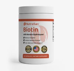 Biotin 20,000 mcg with Hydrolyzed Keratin, Vitamin C, Hyaluronic Acid and Zinc