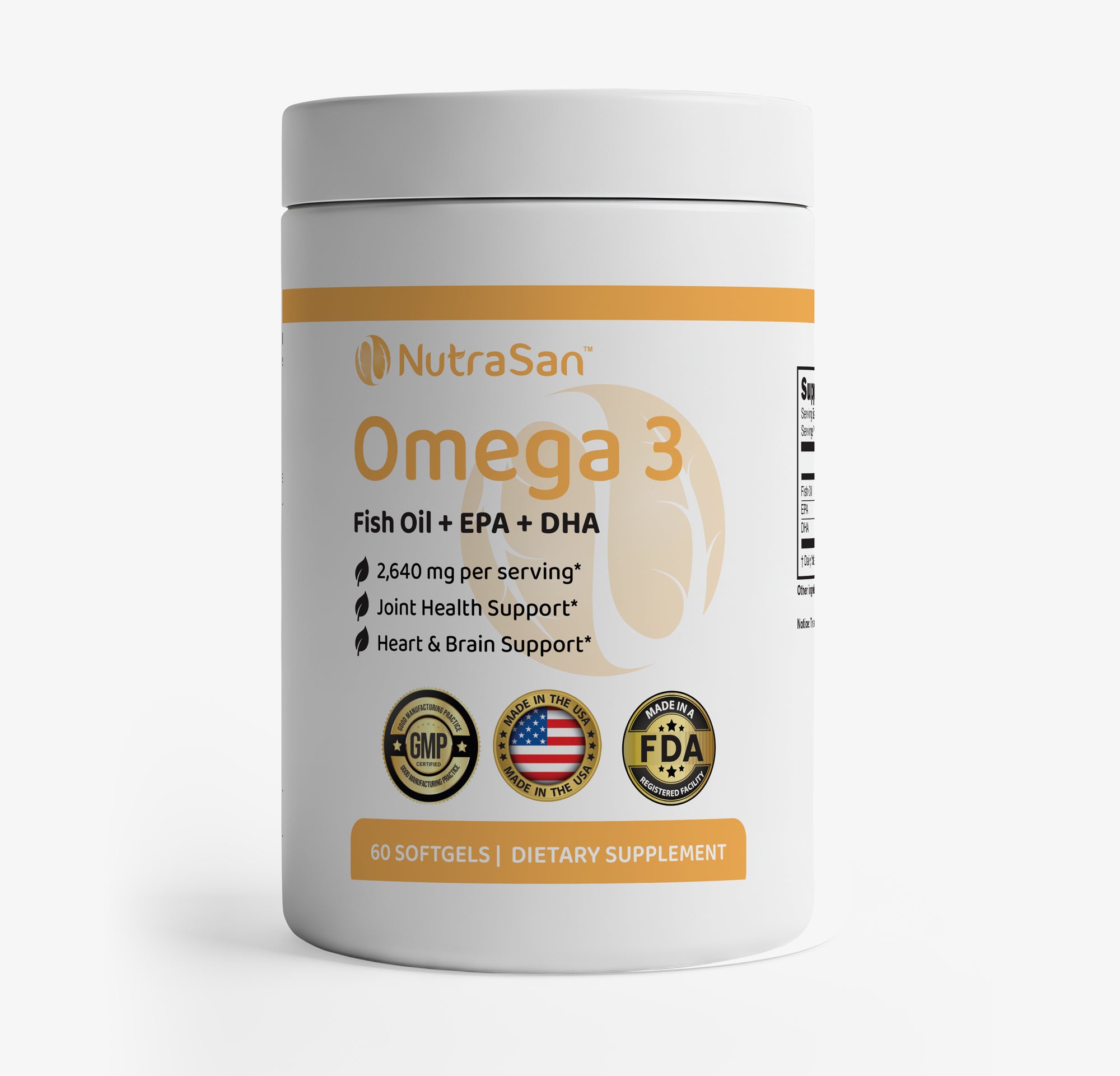 Omega-3 Fish Oil + EPA + DHA 2640mg - Heart and Brain Support